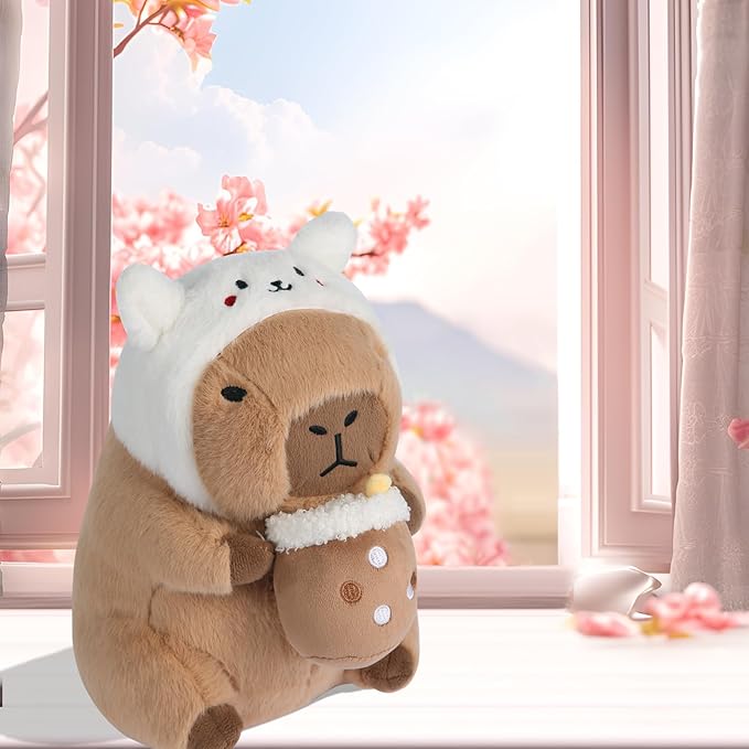 Linda almohada de peluche Kawaii suave Capybara de peluche de conejo Capybara Aniamls de peluche para niñas, niños y adultos, cumpleaños, regalo de San Valentín, 12 pulgadas