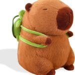 Lindo peluche Kawaii Capybara de peluche con mochila de tortuga, juguete de peluche Capybara, almohada de muñeca Capybara, regalo de cumpleaños de San Valentín para niños, niñas y adultos, 12