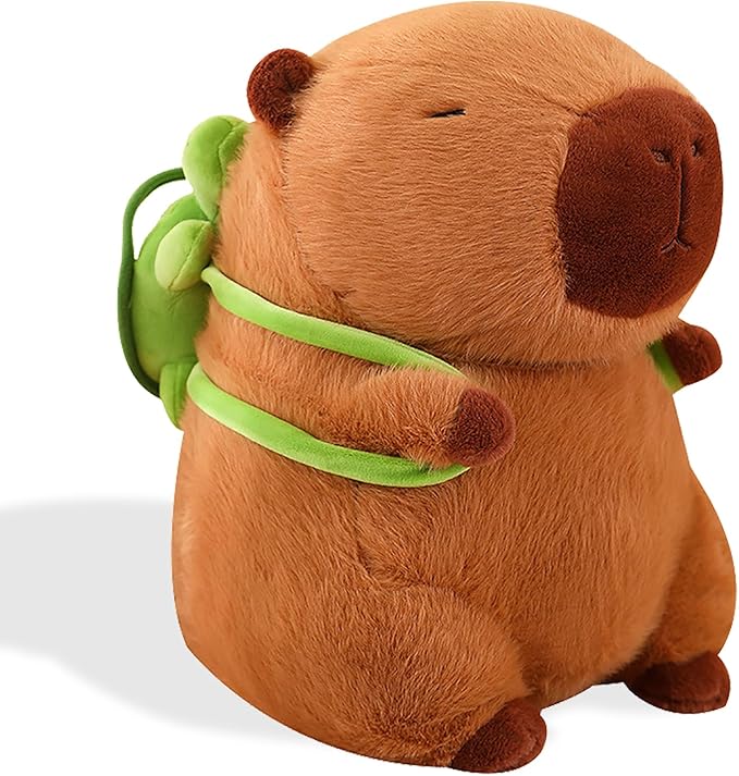 Lindo peluche Kawaii Capybara de peluche con mochila de tortuga, juguete de peluche Capybara, almohada de muñeca Capybara, regalo de cumpleaños de San Valentín para niños, niñas y adultos, 12
