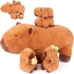 Peluches Capybara 5 en 1 con bebés en el interior, juego de 5 piezas de peluche con mamá y 4 bebés, bonitos regalos para niñas de 3 a 8 años, juguetes de juego imaginativos