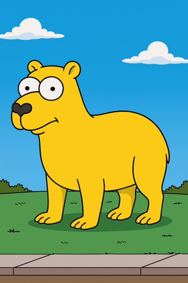 Capibara versión Los Simpson: el crossover más amarillo