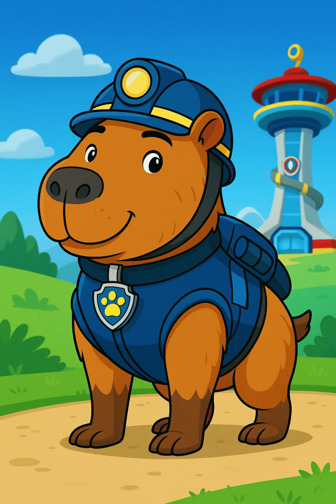 Capibara versión Paw Patrol: el héroe más zen de Adventure Bay