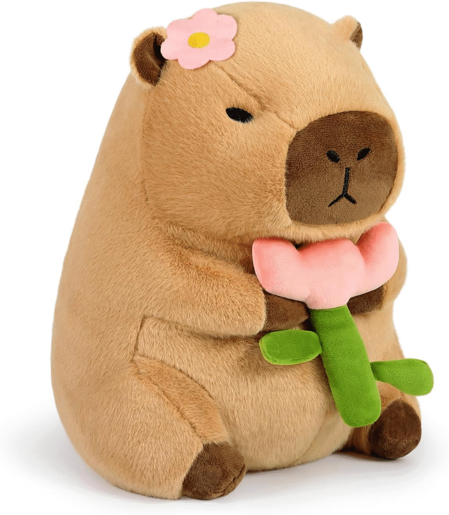 Ditucu Bonita almohada de peluche Capibara con flores de Capibara, juguetes de peluche