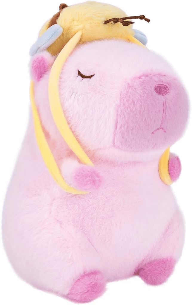 CHDBLOCK - Peluche estilo kawaii de capibara de 9 pulgadas, con mochila de abeja