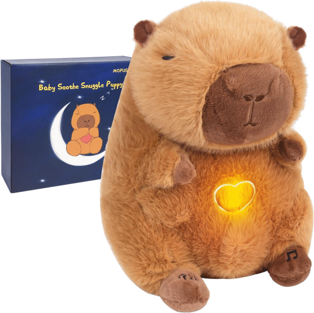 Cápibara - Peluche de Capybara para adultos y niños con ansiedad, con movimiento de respiración realista y música con luces