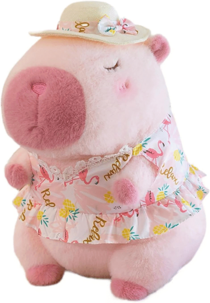 Juguete de peluche Capybara de 12 pulgadas con falda rosa, lindo animal de peluche