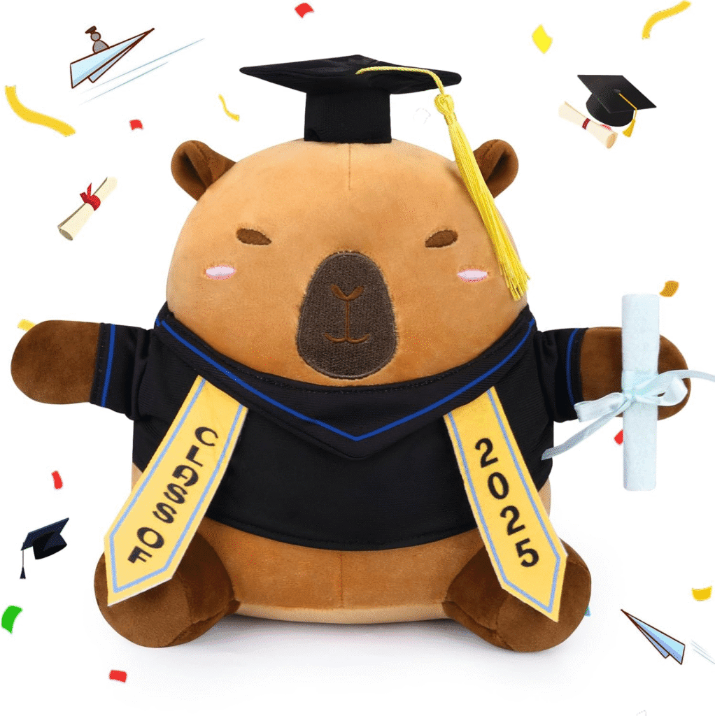 Prewplam Peluche de graduación 2025, animal de peluche Capybara de 10 pulgadas