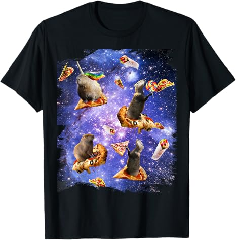 Space Capybara On Pizza Taco, Camiseta divertida Galaxy Capybaras