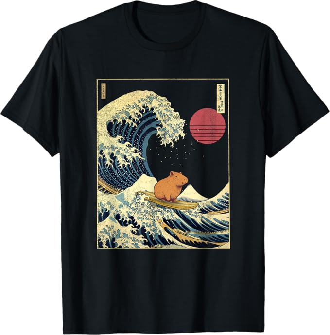 apybara - Camiseta japonesa Kanagawa Wave Funny Surf Animal