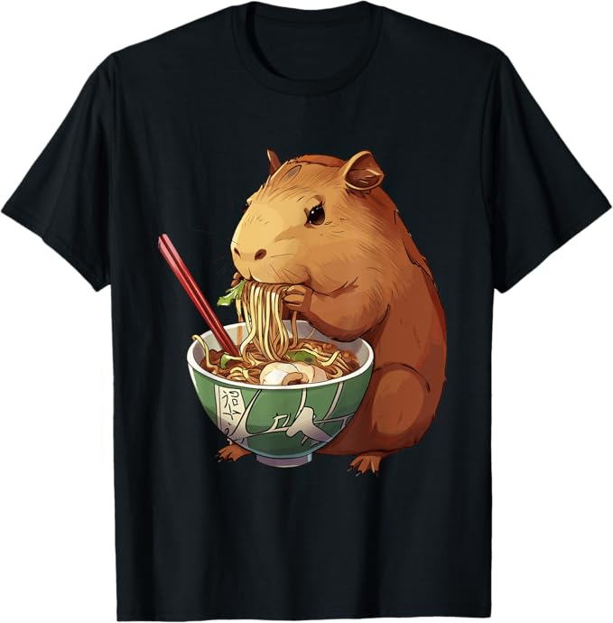 Capybara Eating Ramen Noodles Anime Camiseta