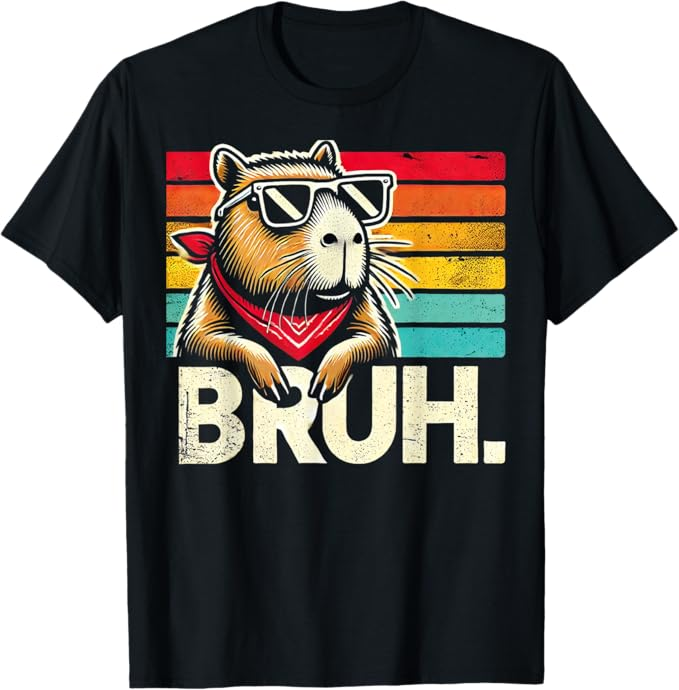 Gaming Capybara Bruh Retro Vintage Funny BRUH Kids Boys Girl Camiseta