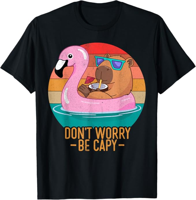 Camiseta retro con texto en inglés «Dont Worry Be Capy»