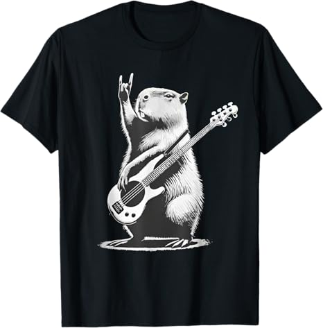 Vintage Capybara tocando guitarra retro Capybara Rock Music T-Shirt