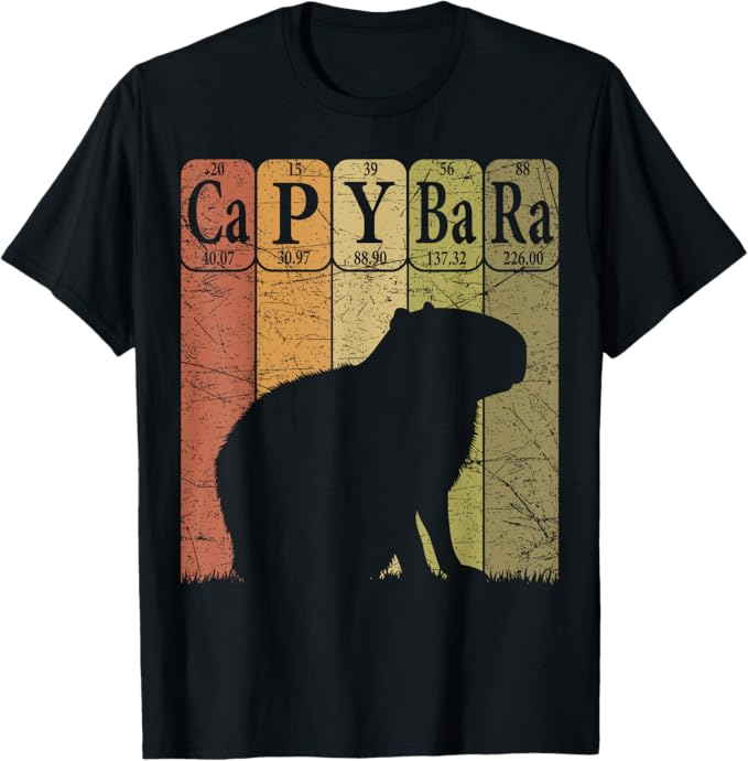 Capybara Periodic Table Elements Capybara Retro Roedor Camiseta
