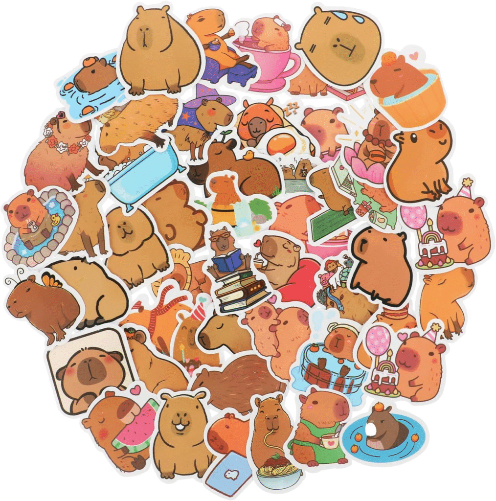 100 calcomanías de Capybara lindas calcomanías marrones impermeables