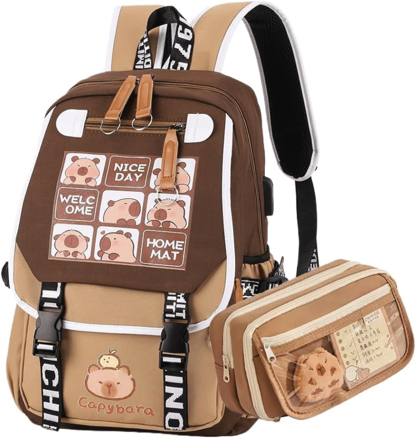 Lushandy Mochila Capybara, lindas mochilas kawaii kapibara cosas grandes de dibujos animados Capybara Bag Ita Bag