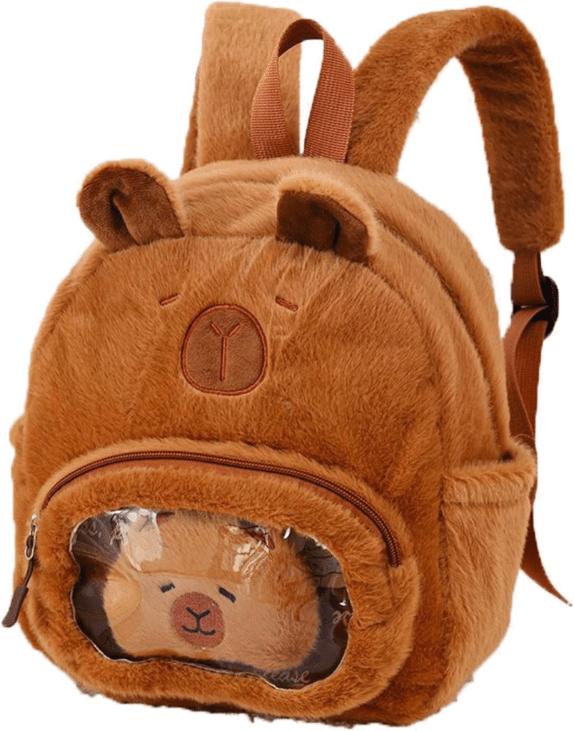 Mochila multifunción de nailon/felpa para mujer, bolsa de hombro Capybara